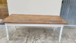 Table de ferme bistrot rustique en chêne piètements louis philippe -2m