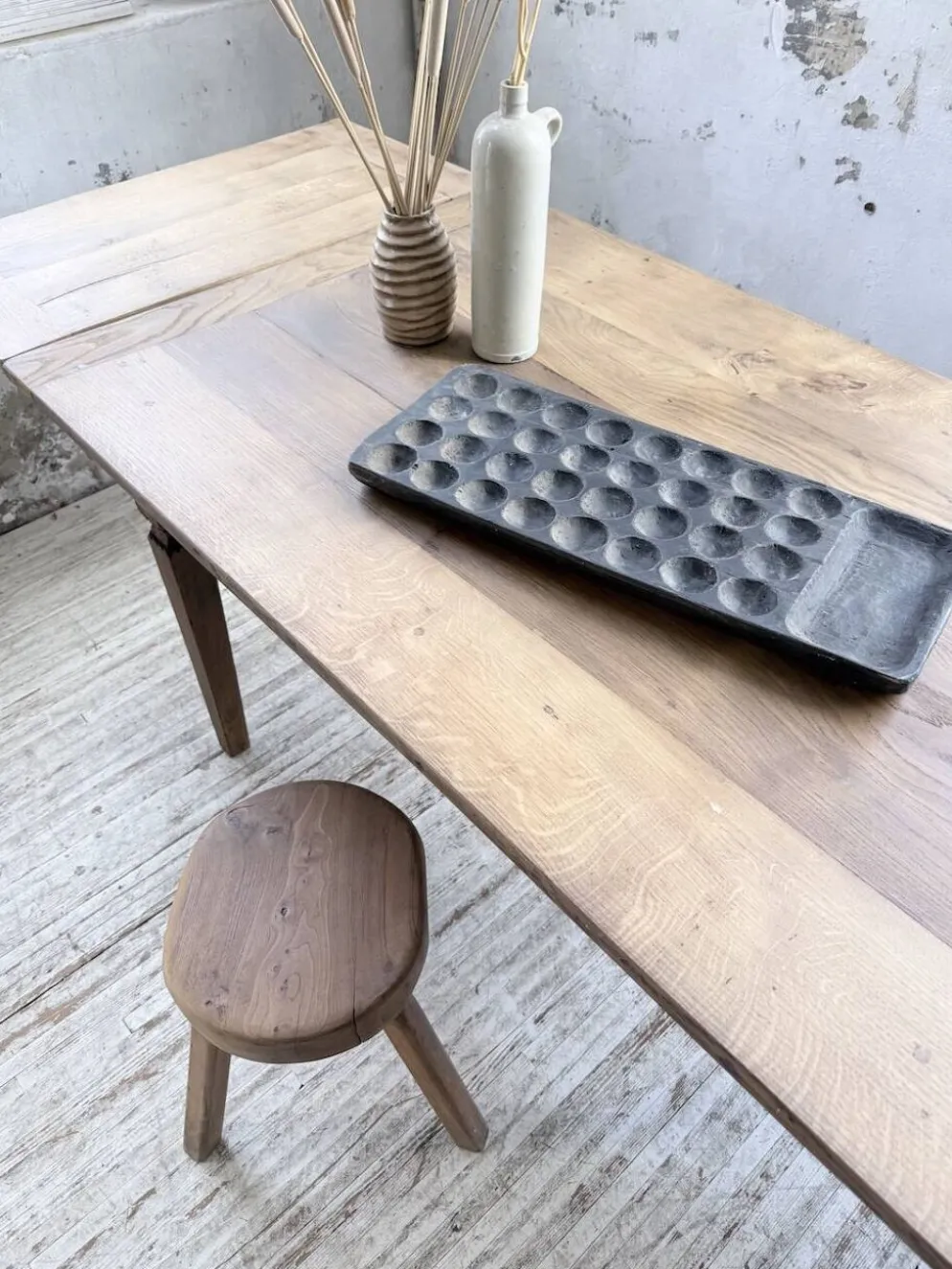 Table de ferme chêne massif avec allonges (190-280cm) 1950