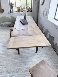 Table de ferme chêne massif avec allonges (190-280cm) 1950