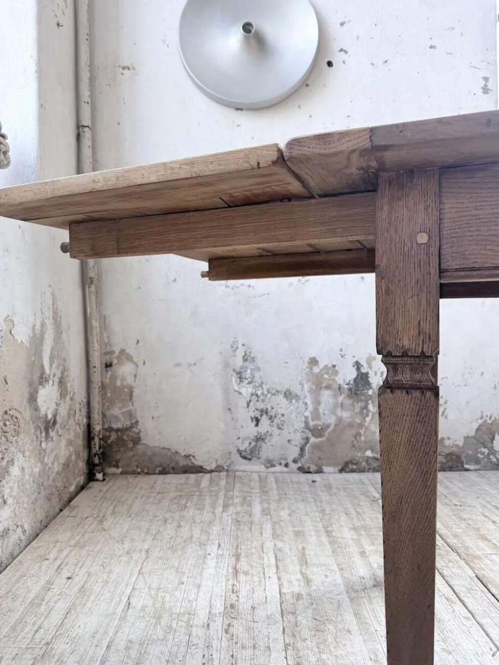 Table de ferme chêne massif avec allonges (190-280cm) 1950
