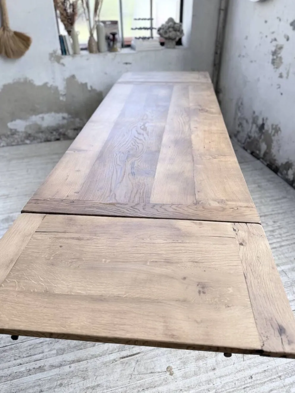 Table de ferme chêne massif avec allonges (190-280cm) 1950