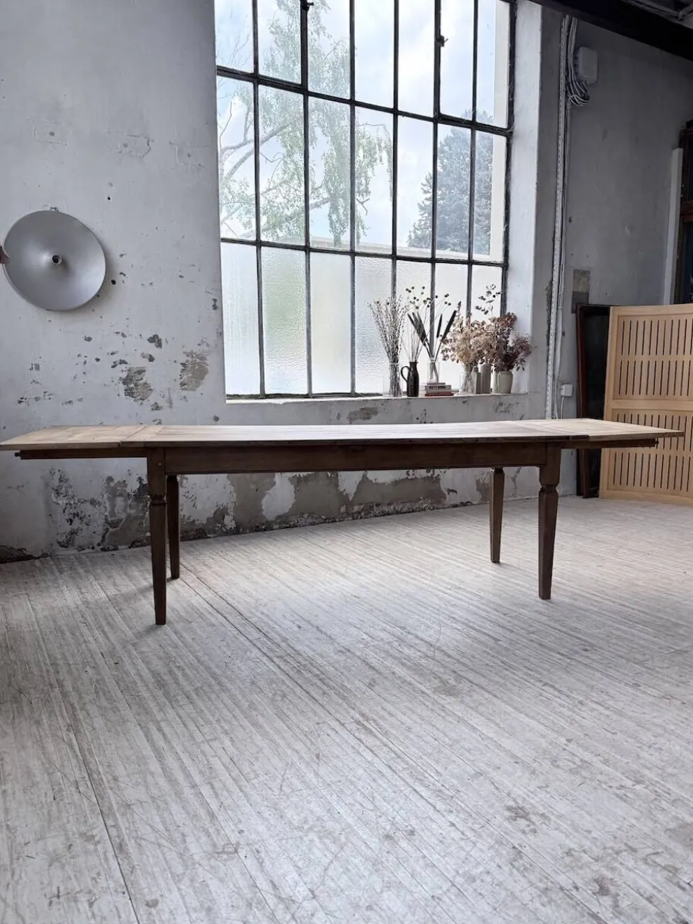 Table de ferme chêne massif avec allonges (190-280cm) 1950