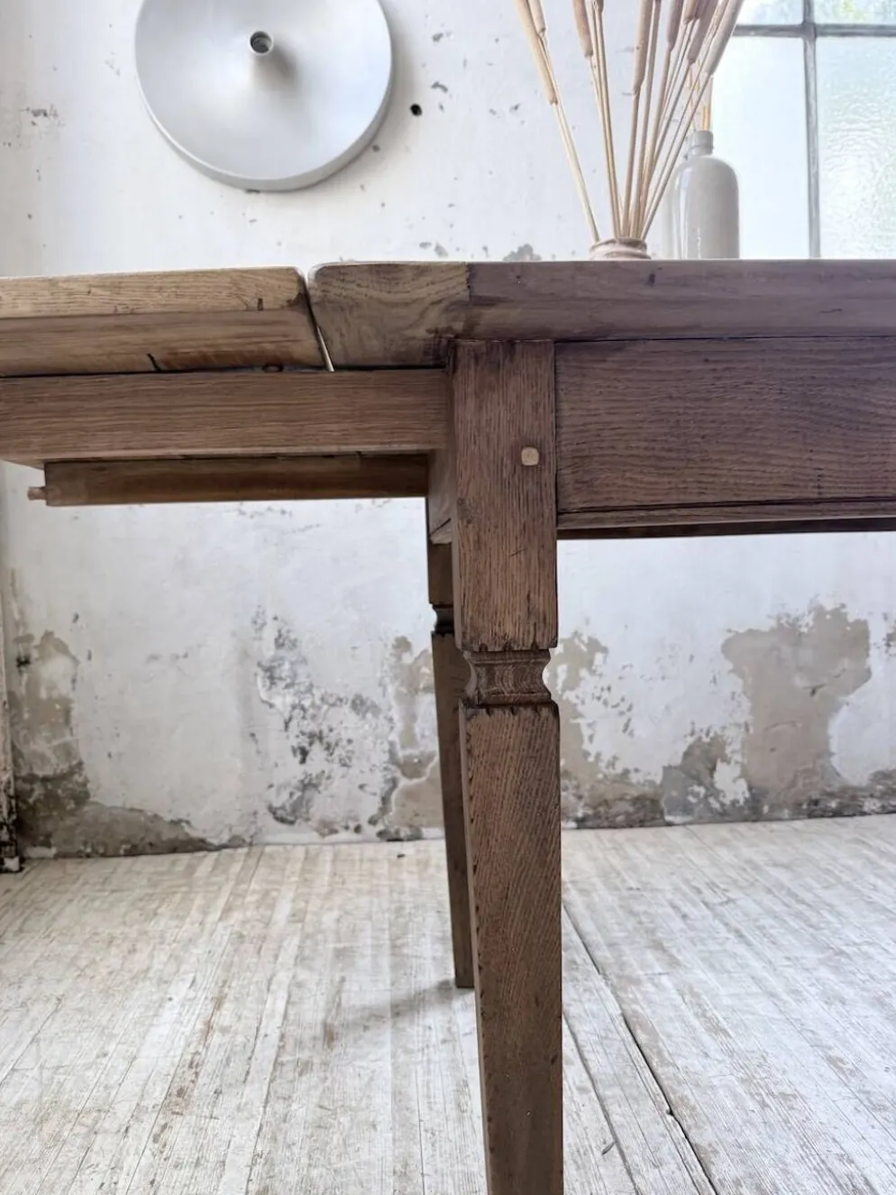 Table de ferme chêne massif avec allonges (190-280cm) 1950