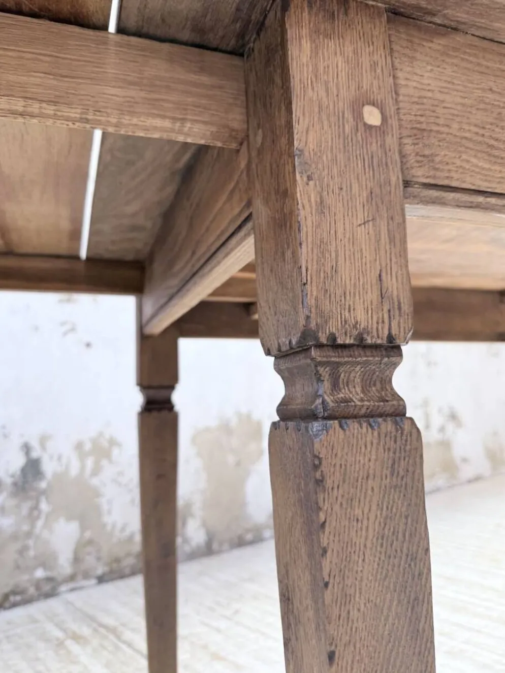 Table de ferme chêne massif avec allonges (190-280cm) 1950