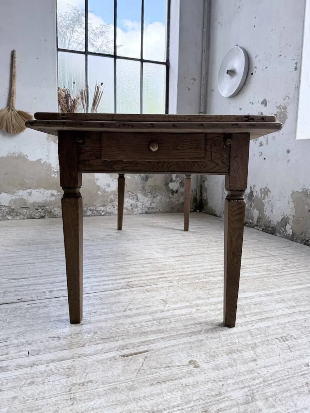 Table de ferme chêne massif avec allonges (190-280cm) 1950