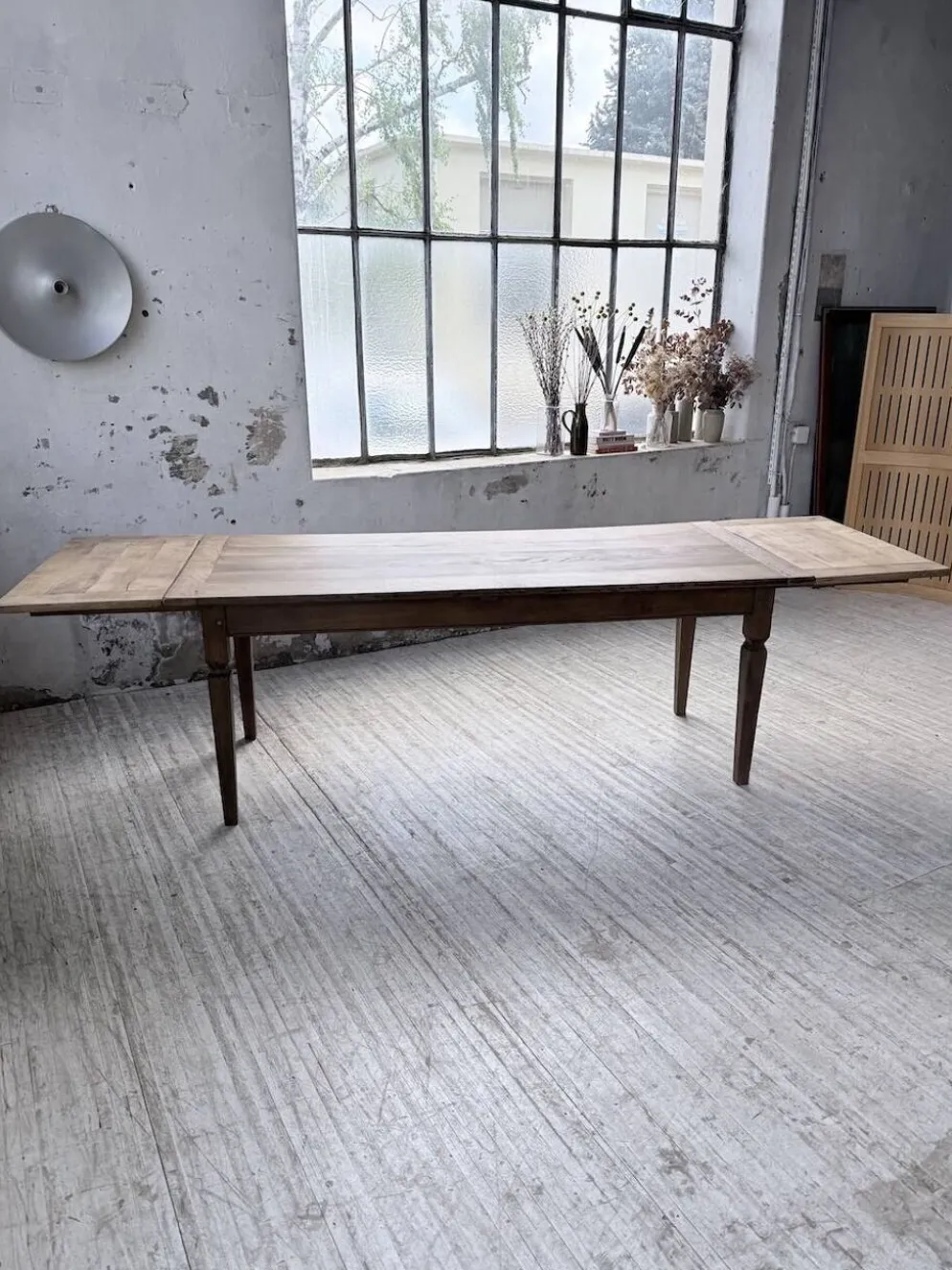 Table de ferme chêne massif avec allonges (190-280cm) 1950