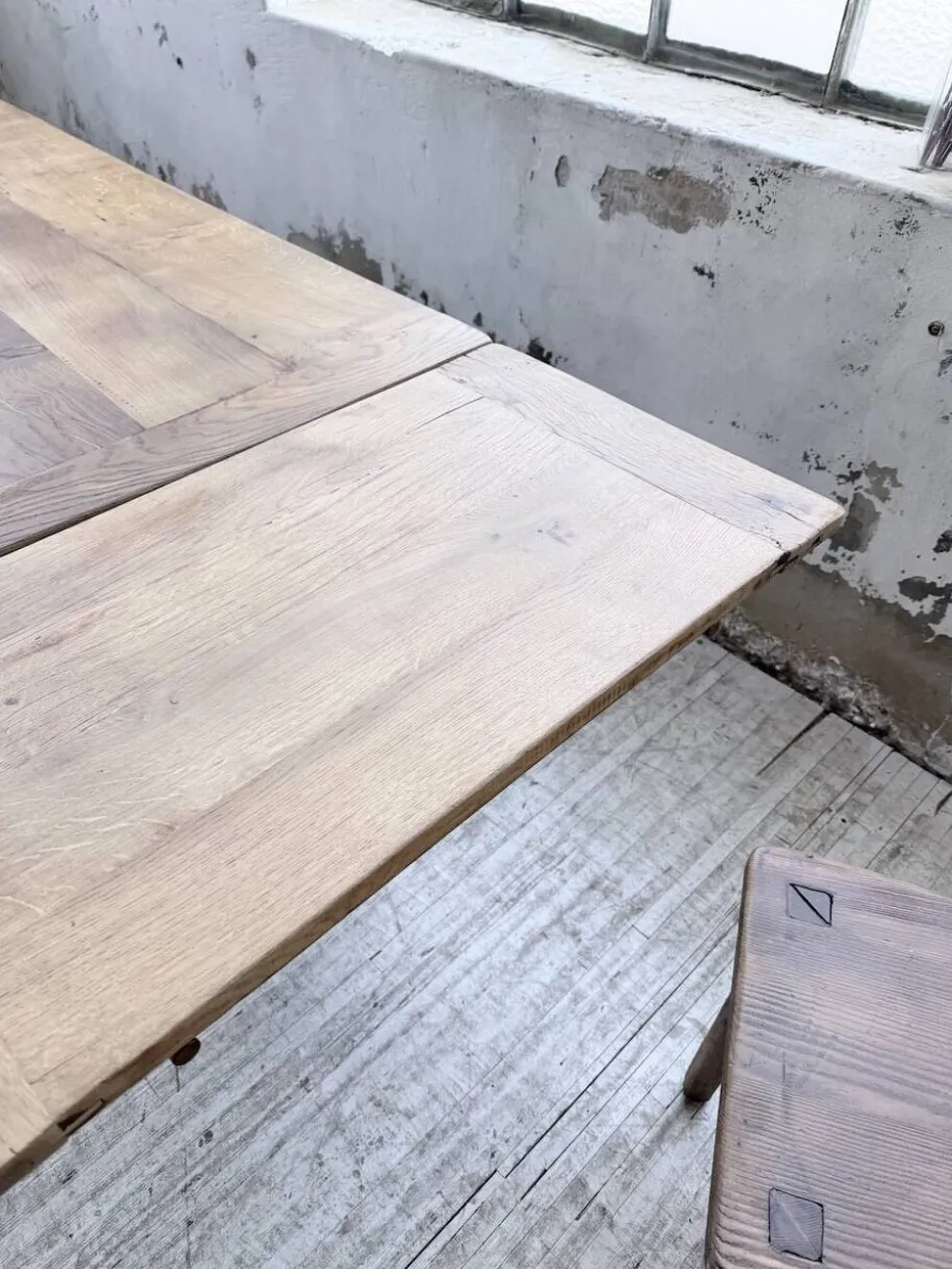 Table de ferme chêne massif avec allonges (190-280cm) 1950
