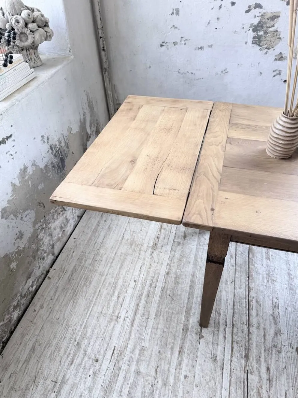 Table de ferme chêne massif avec allonges (190-280cm) 1950