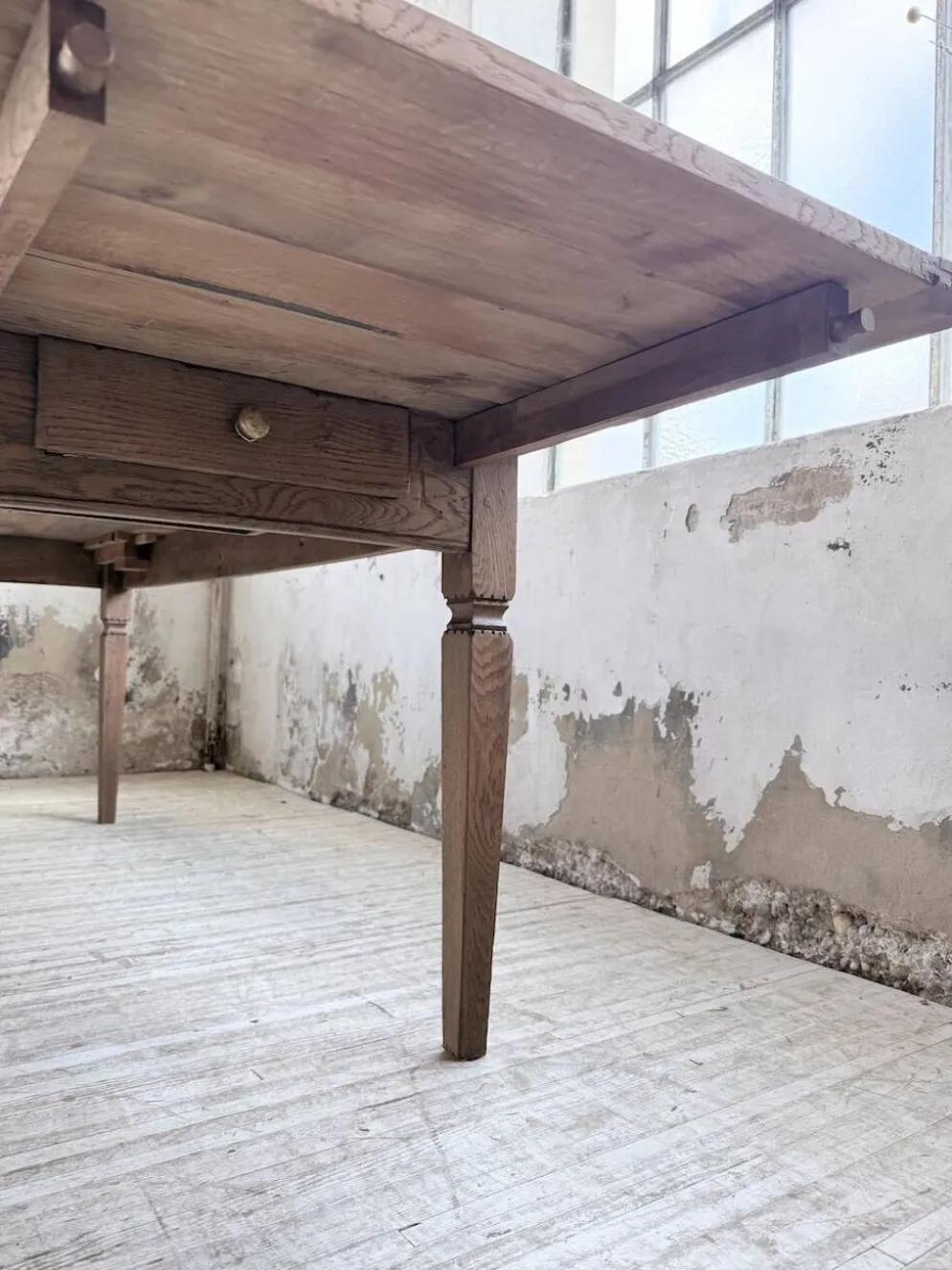 Table de ferme chêne massif avec allonges (190-280cm) 1950