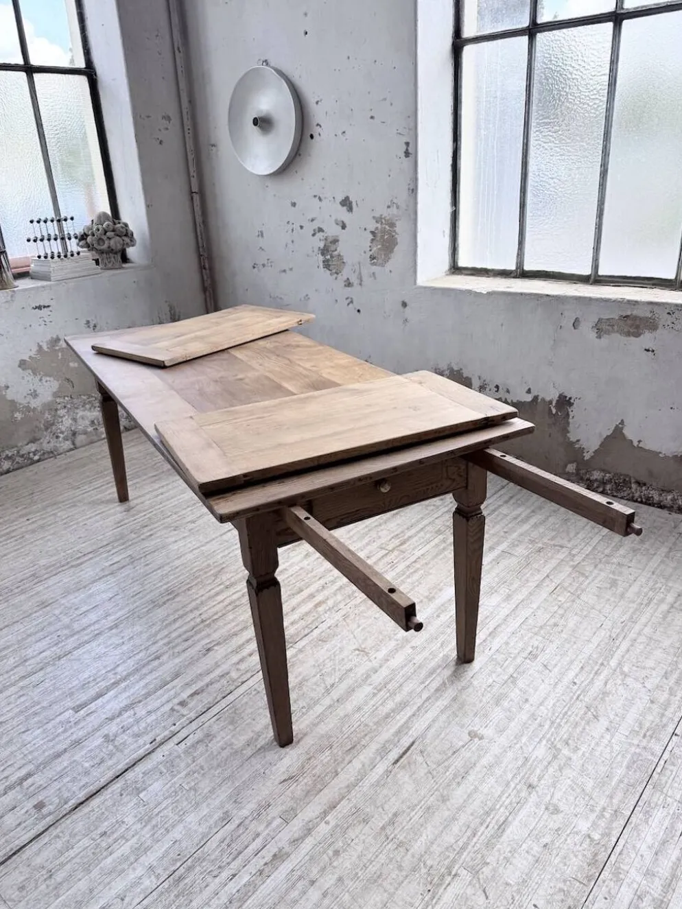Table de ferme chêne massif avec allonges (190-280cm) 1950