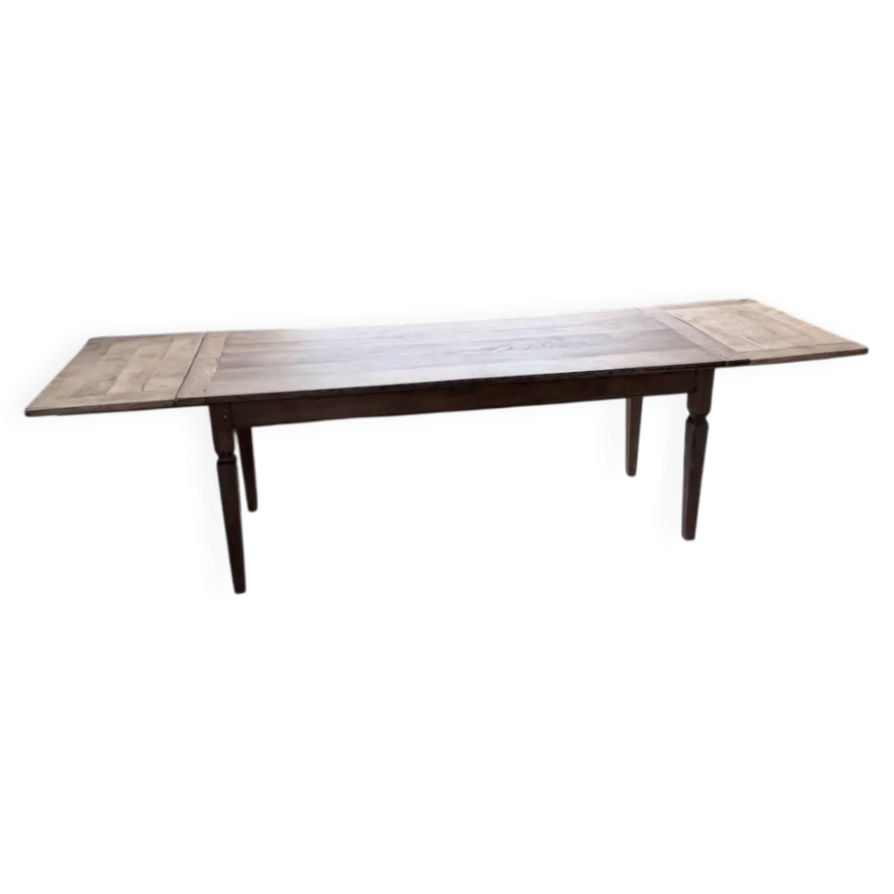Table de ferme chêne massif avec allonges (190-280cm) 1950