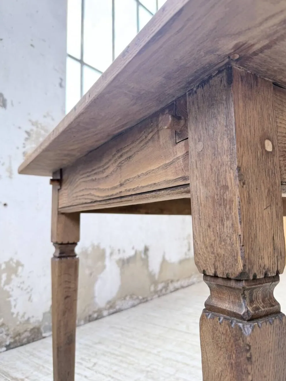 Table de ferme chêne massif avec allonges (190-280cm) 1950