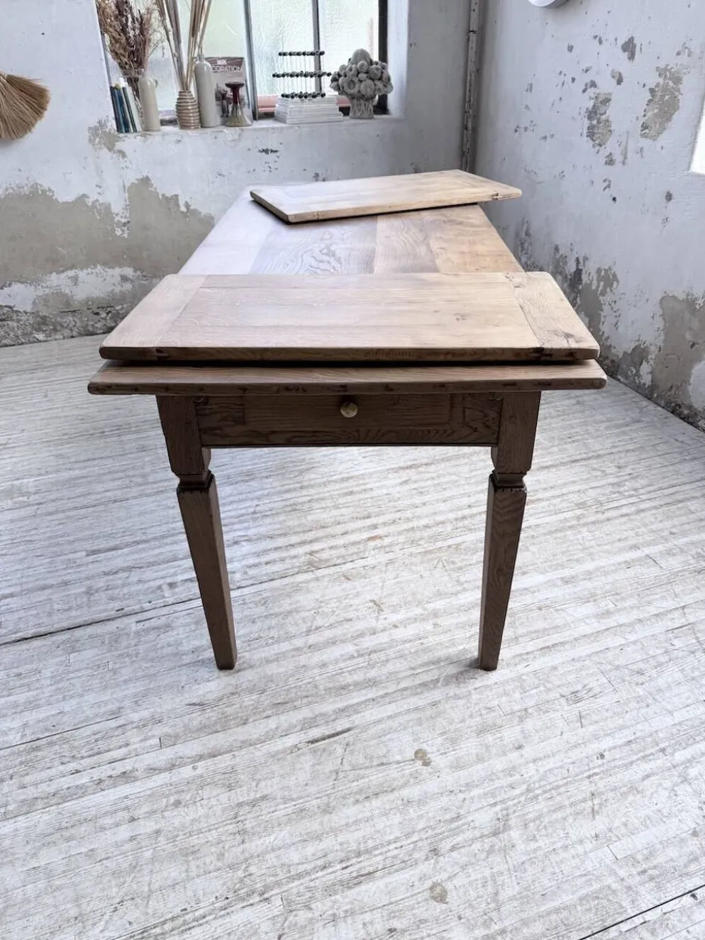 Table de ferme chêne massif avec allonges (190-280cm) 1950