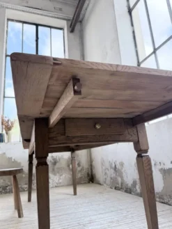 Table de ferme chêne massif avec allonges (190-280cm) 1950