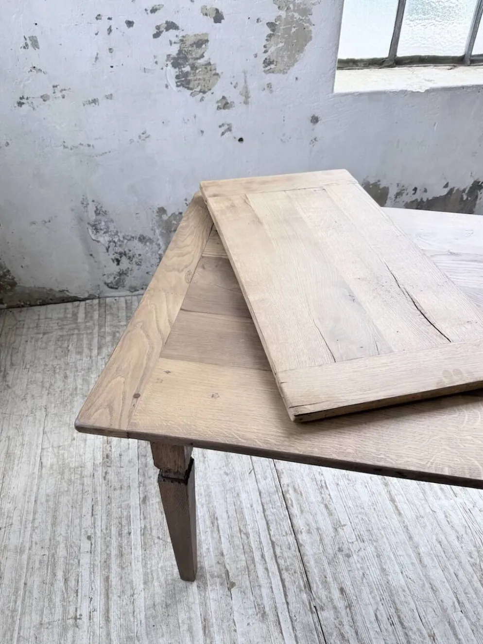 Table de ferme chêne massif avec allonges (190-280cm) 1950