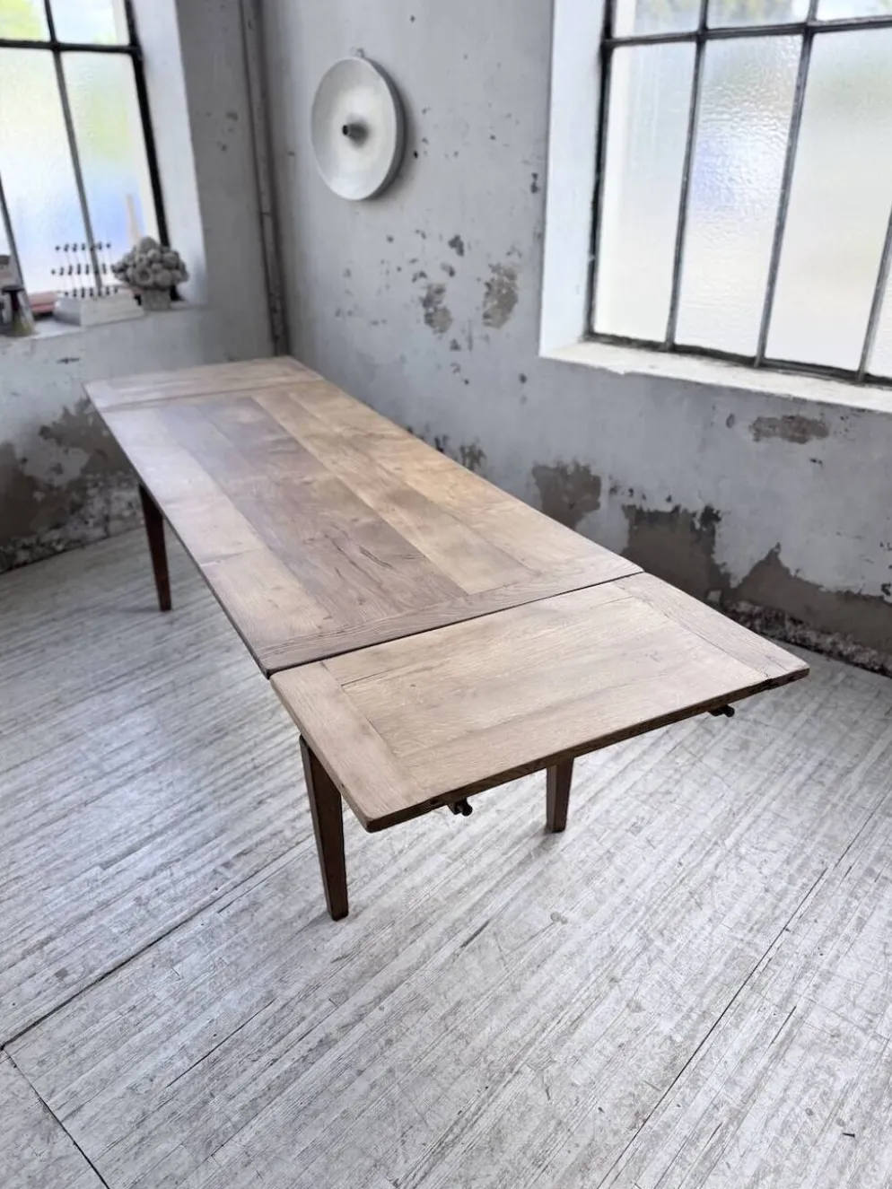 Table de ferme chêne massif avec allonges (190-280cm) 1950