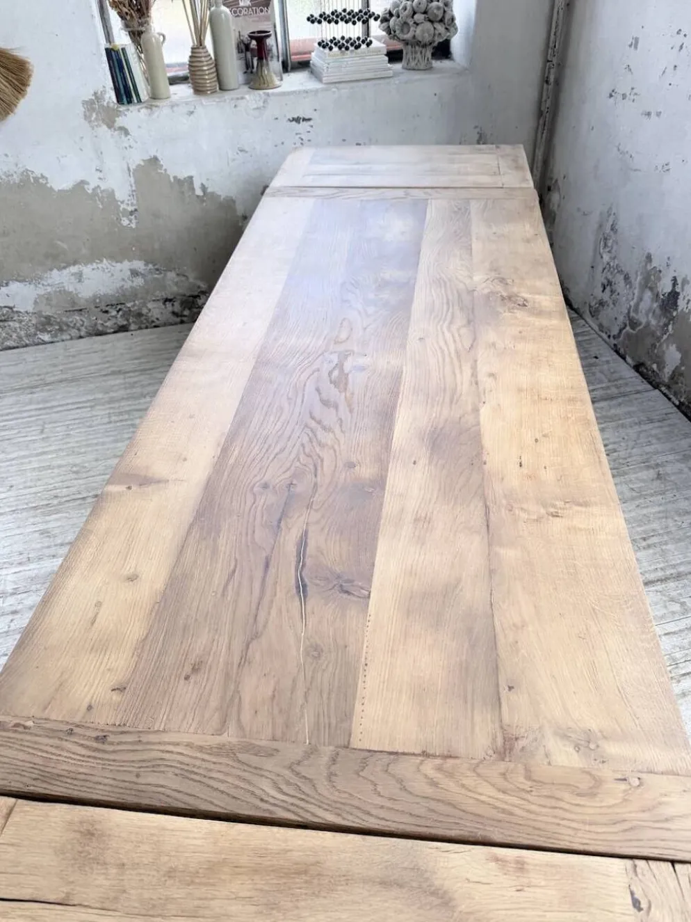 Table de ferme chêne massif avec allonges (190-280cm) 1950