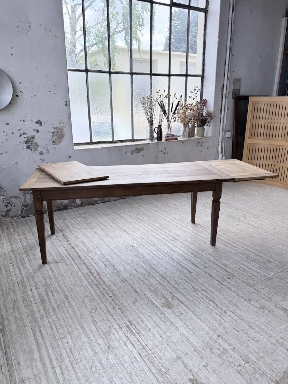 Table de ferme chêne massif avec allonges (190-280cm) 1950