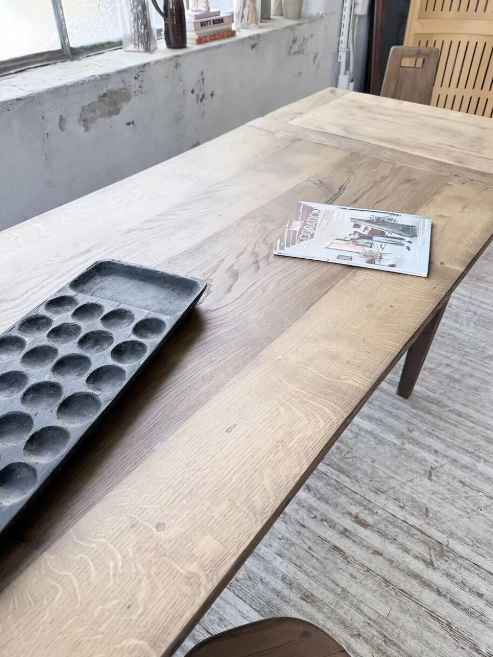 Table de ferme chêne massif avec allonges (190-280cm) 1950