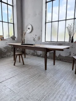Table de ferme chêne massif avec allonges (190-280cm) 1950
