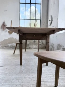 Table de ferme chêne massif avec allonges (190-280cm) 1950