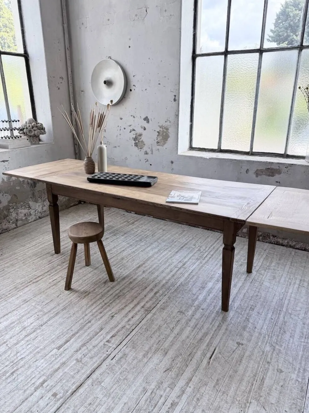 Table de ferme chêne massif avec allonges (190-280cm) 1950