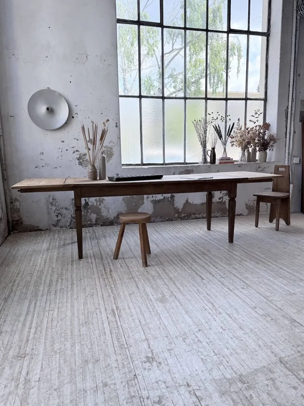 Table de ferme chêne massif avec allonges (190-280cm) 1950