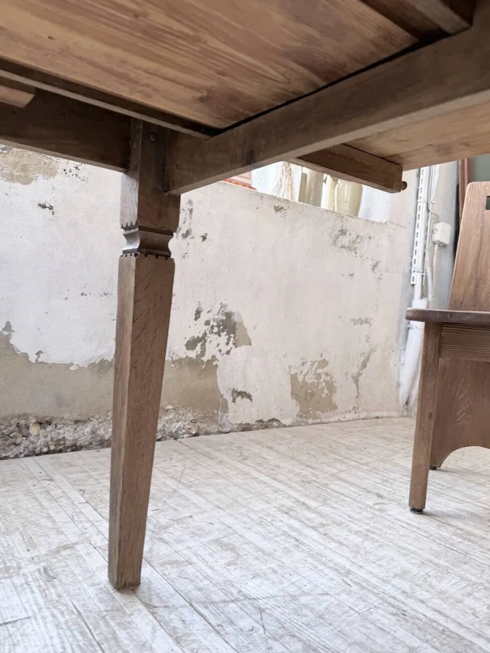 Table de ferme chêne massif avec allonges (190-280cm) 1950