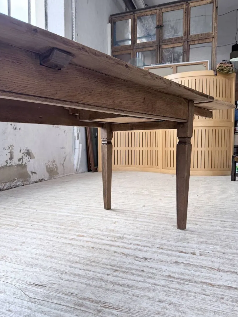 Table de ferme chêne massif avec allonges (190-280cm) 1950