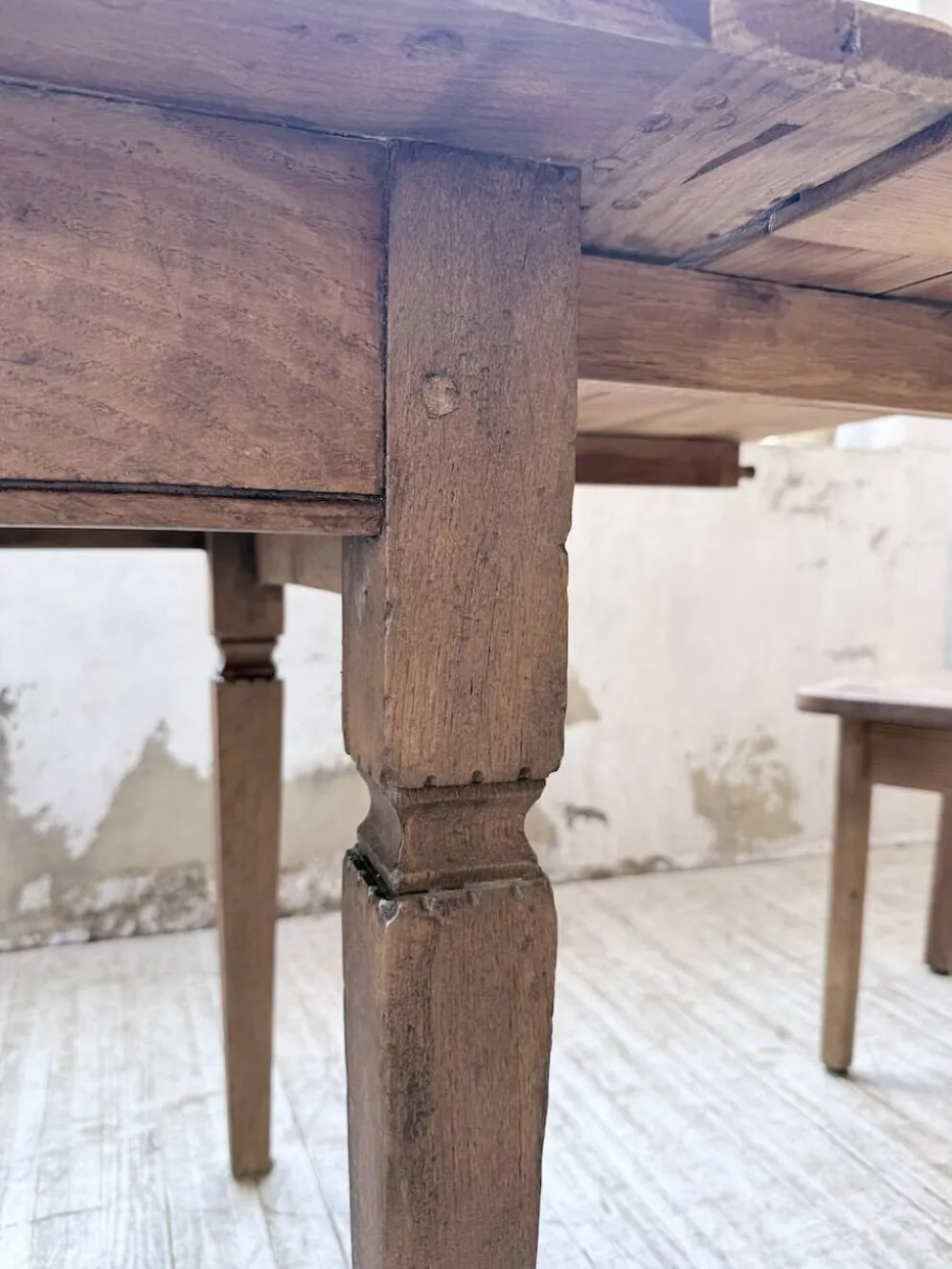 Table de ferme chêne massif avec allonges (190-280cm) 1950
