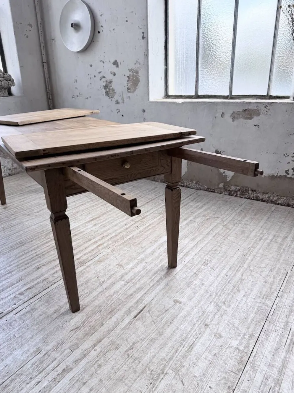 Table de ferme chêne massif avec allonges (190-280cm) 1950