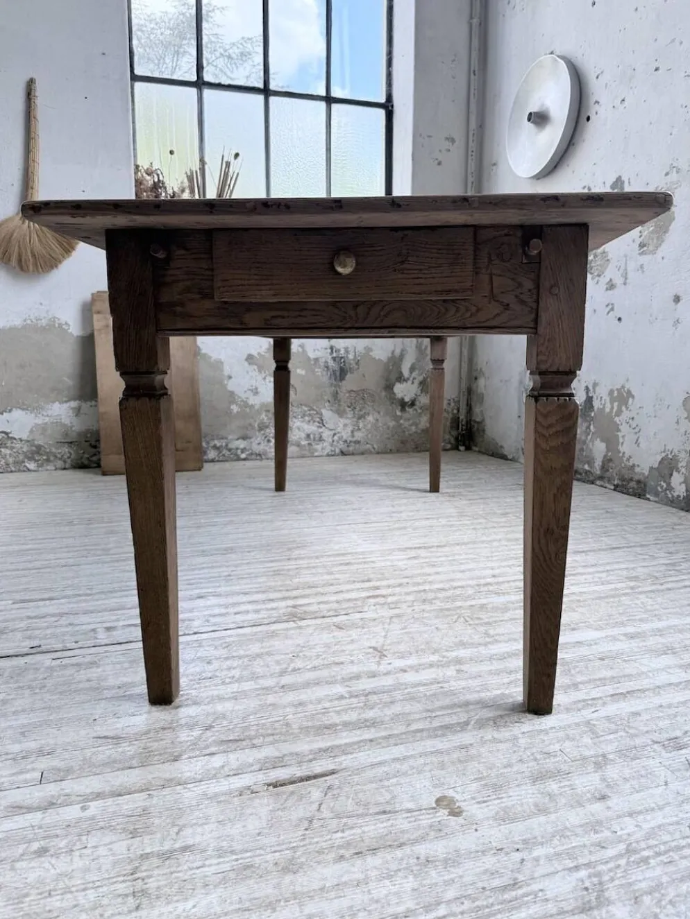 Table de ferme chêne massif avec allonges (190-280cm) 1950