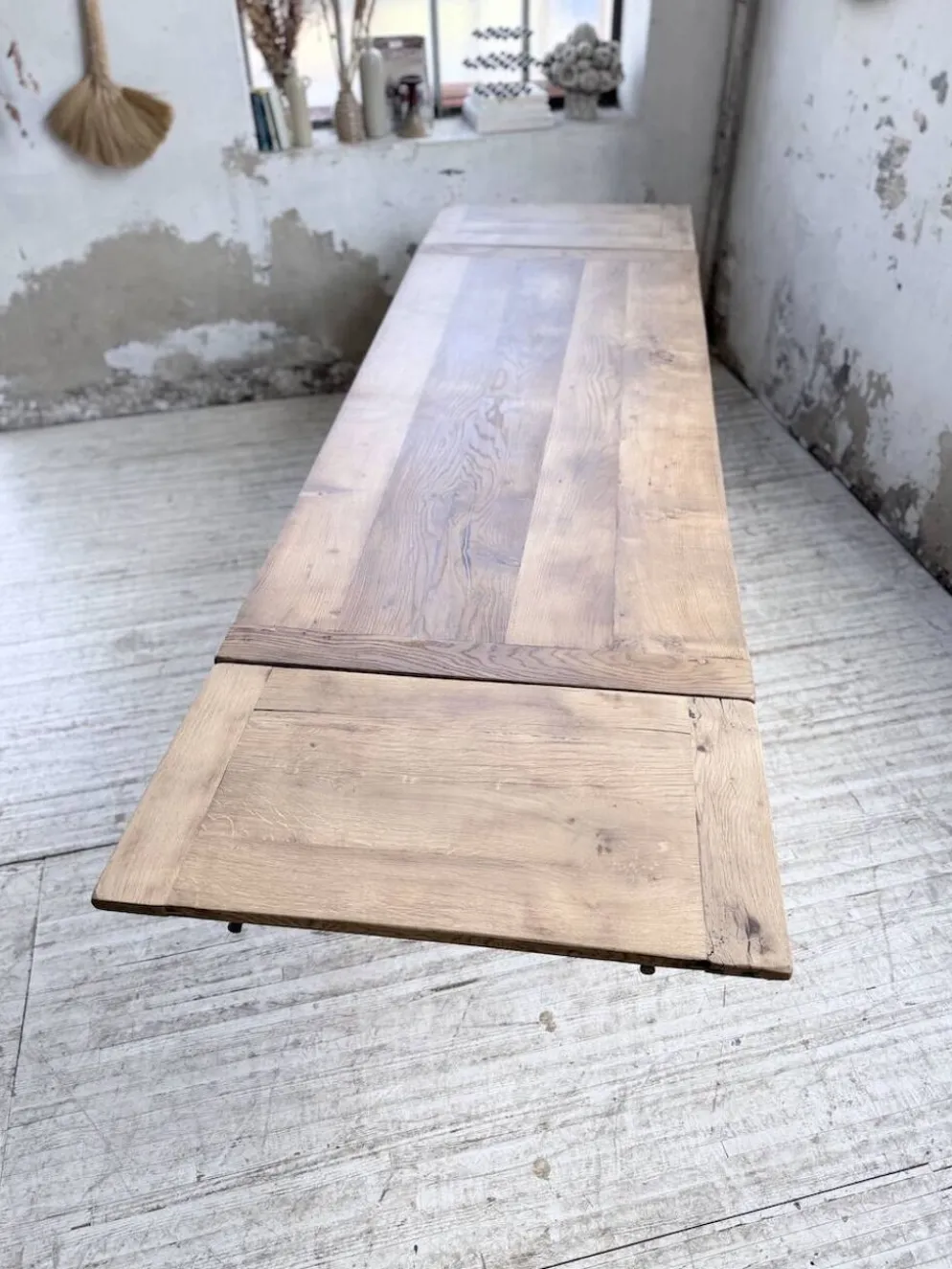 Table de ferme chêne massif avec allonges (190-280cm) 1950