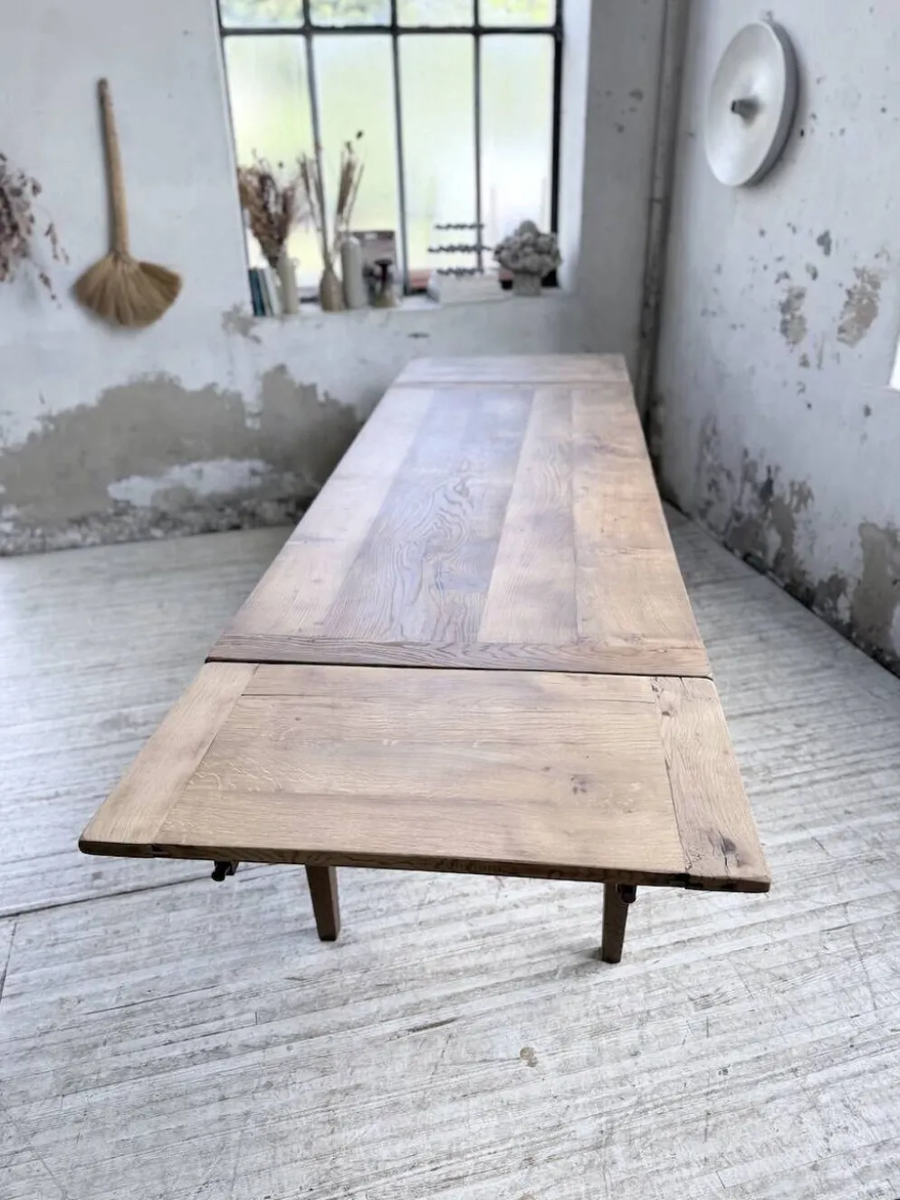 Table de ferme chêne massif avec allonges (190-280cm) 1950