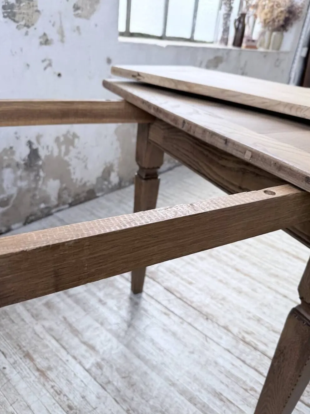 Table de ferme chêne massif avec allonges (190-280cm) 1950