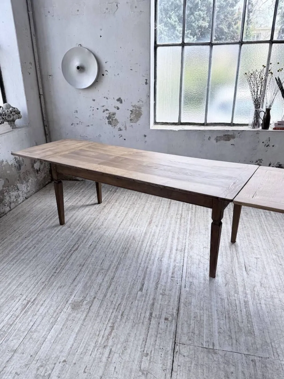 Table de ferme chêne massif avec allonges (190-280cm) 1950