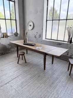Table de ferme chêne massif avec allonges (190-280cm) 1950