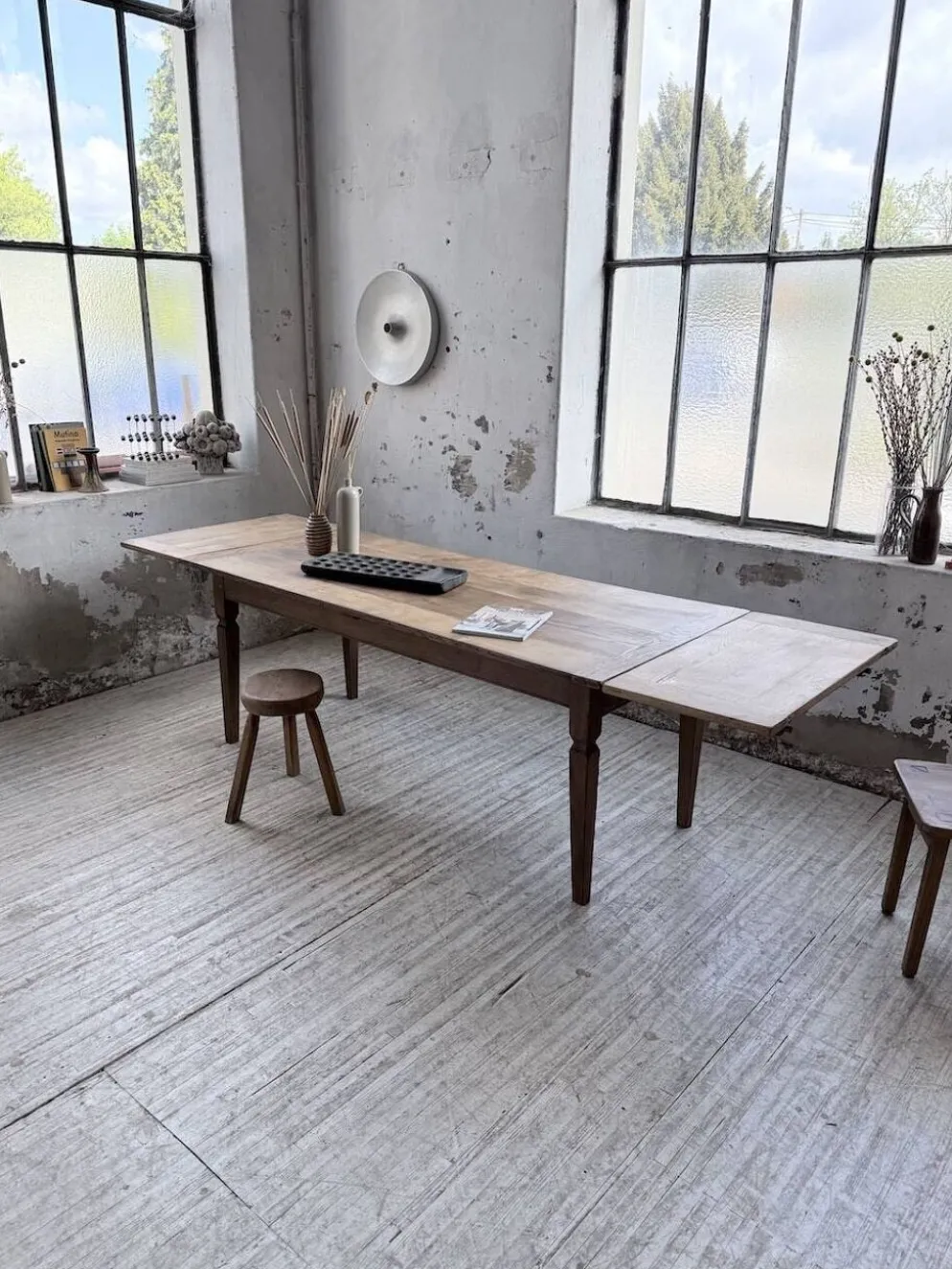 Table de ferme chêne massif avec allonges (190-280cm) 1950