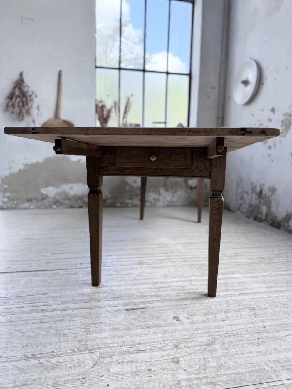 Table de ferme chêne massif avec allonges (190-280cm) 1950