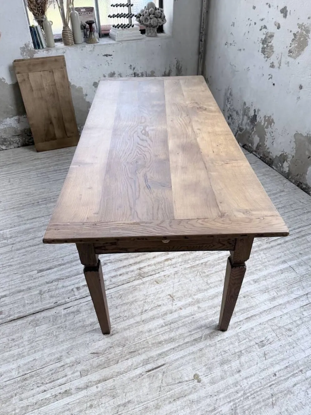 Table de ferme chêne massif avec allonges (190-280cm) 1950