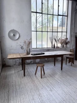 Table de ferme chêne massif avec allonges (190-280cm) 1950