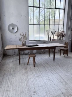 Table de ferme chêne massif avec allonges (190-280cm) 1950