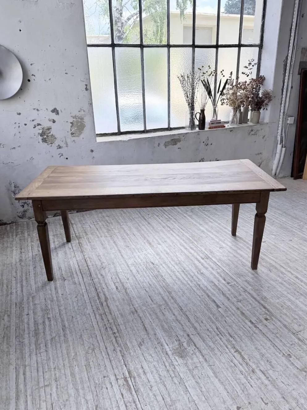 Table de ferme chêne massif avec allonges (190-280cm) 1950