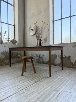 Table de ferme chêne pieds fuseaux 1950