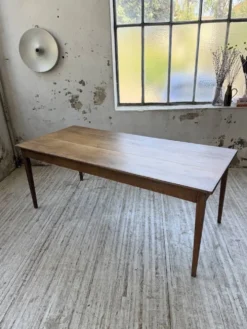 Table de ferme chêne pieds fuseaux 1950