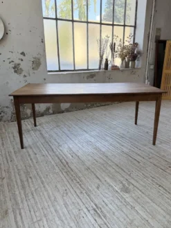 Table de ferme chêne pieds fuseaux 1950