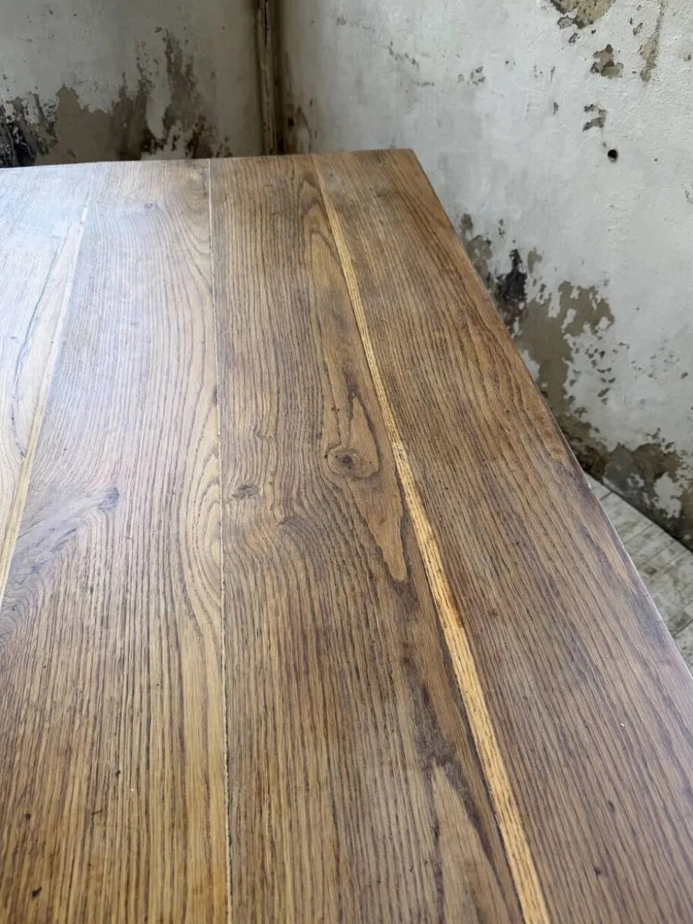 Table de ferme chêne pieds fuseaux 1950