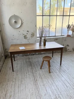 Table de ferme chêne pieds fuseaux 1950