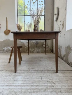 Table de ferme chêne pieds fuseaux 1950