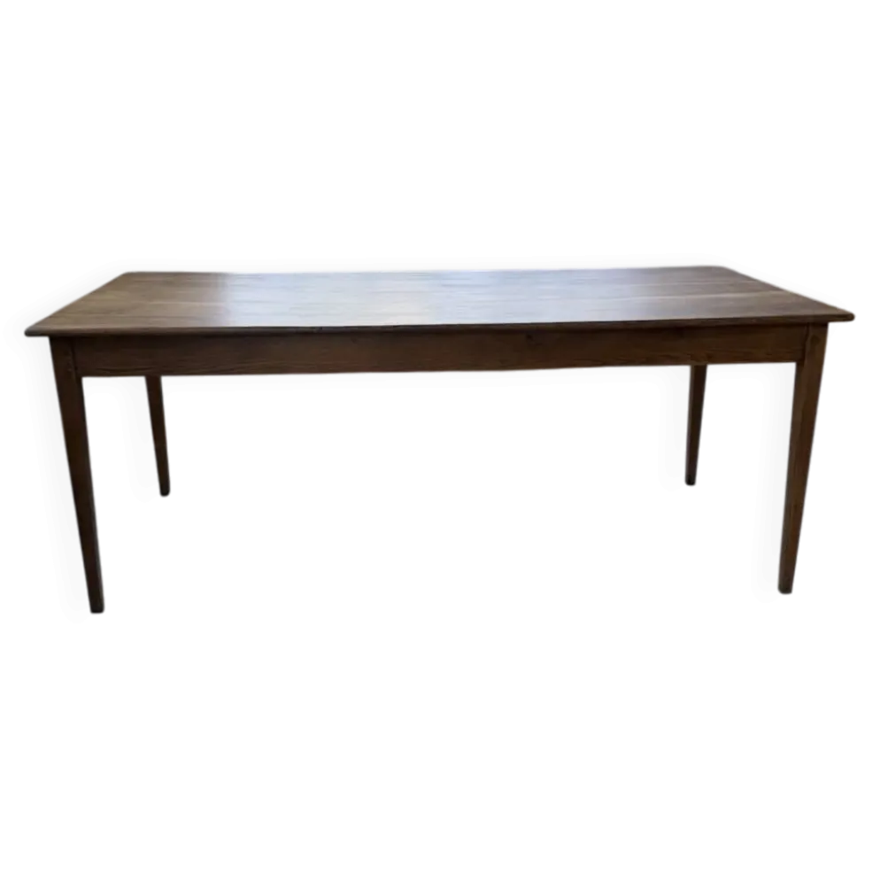 Table de ferme chêne pieds fuseaux 1950